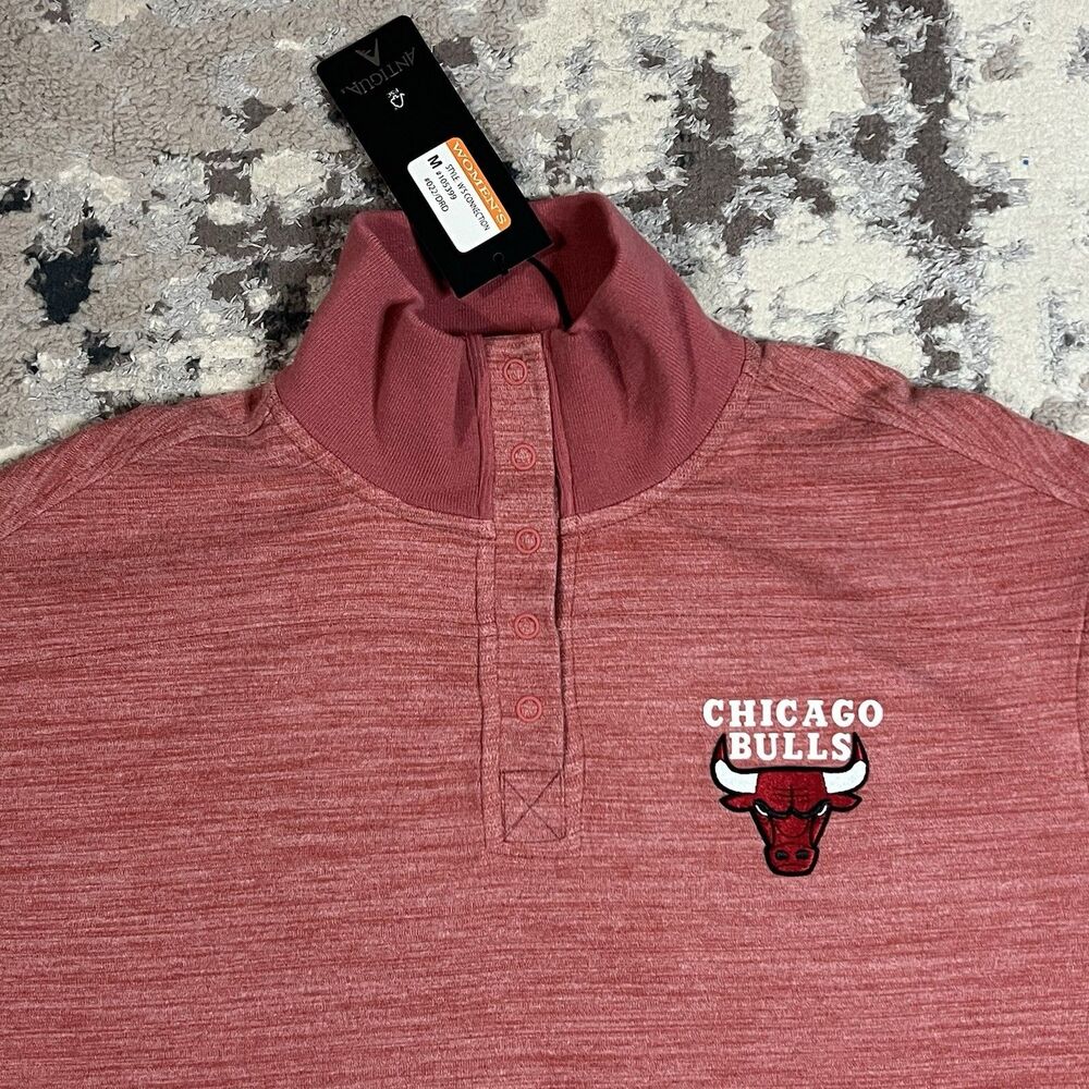 Antigua Connection Chicago Bulls Soft Pullover SweatShirt 1/4 Button Women's M - Picture 11 of 12